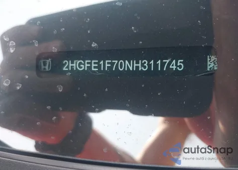 2022 Honda Civic Ex z USA, uszkodzony, nr VIN 2HGFE1F70NH311745